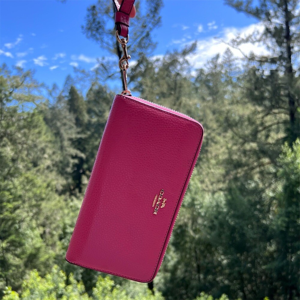 COACH Long Zip-Around Wallet  Pink Pebble Leather w Gold Hardware AUTHENTIC - Picture 11 of 13